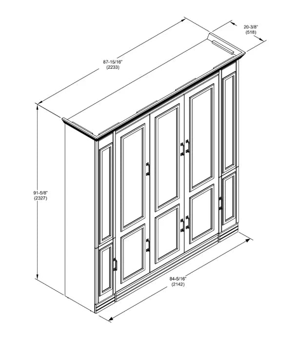 Portrait Murphy Bed with Internal Storage, Queen Size, White | Leto Muro