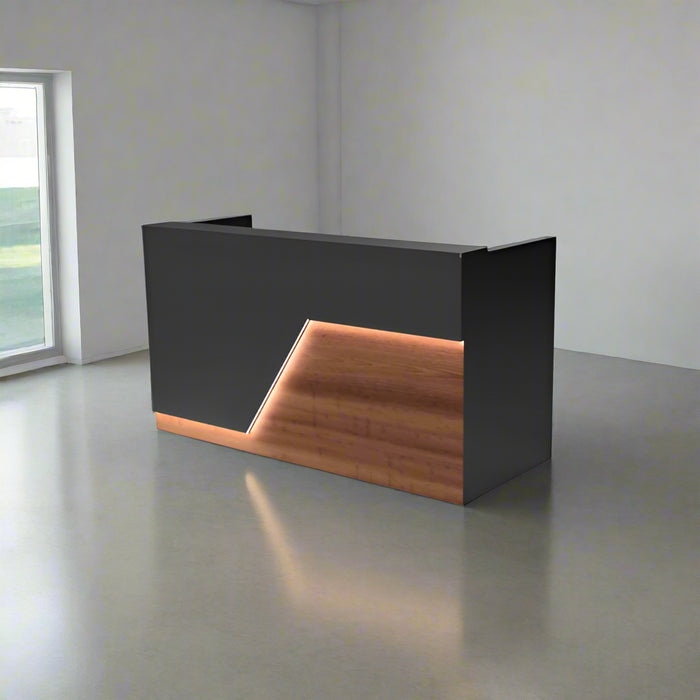 Modern LED Reception Desk – 4‑7 ft Flat‑Pack Pre‑Assembled Commercial Front Counter