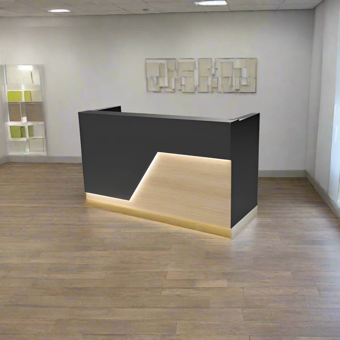 Modern LED Reception Desk – 4‑7 ft Flat‑Pack Pre‑Assembled Commercial Front Counter