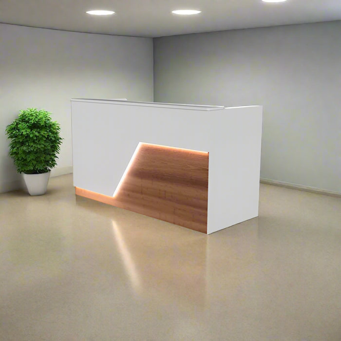 Modern LED Reception Desk – 4‑7 ft Flat‑Pack Pre‑Assembled Commercial Front Counter