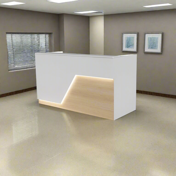 Modern LED Reception Desk – 4‑7 ft Flat‑Pack Pre‑Assembled Commercial Front Counter