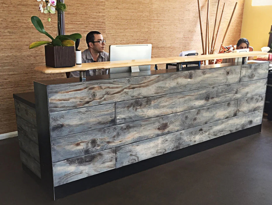 Modern Reception Desk | 4–8 ft Rustic Reclaimed Wood