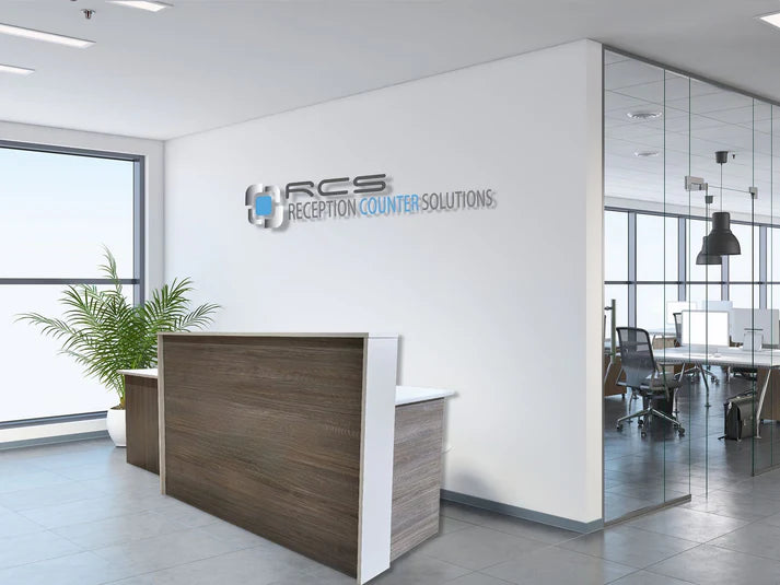 Reception Office Desk | Laminate Counter w/ Drop‑Down ADA Section, Grommets & Floor Sliders