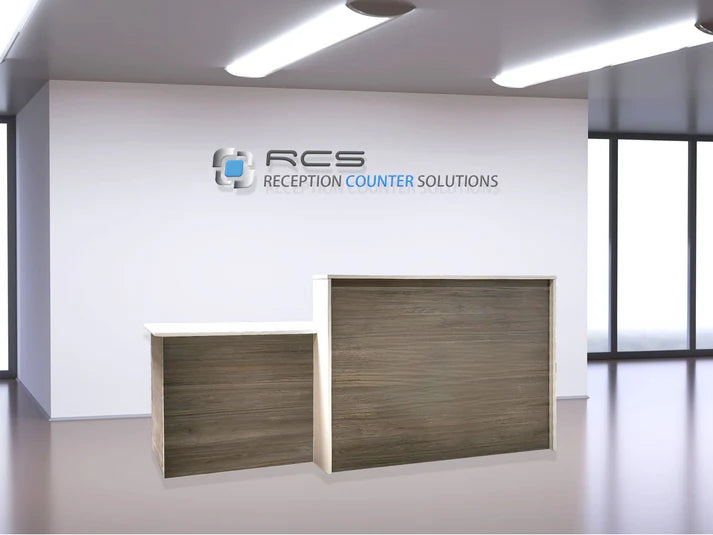 Reception Office Desk | Laminate Counter w/ Drop‑Down ADA Section, Grommets & Floor Sliders