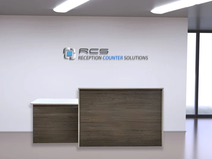Reception Office Desk | Laminate Counter w/ Drop‑Down ADA Section, Grommets & Floor Sliders