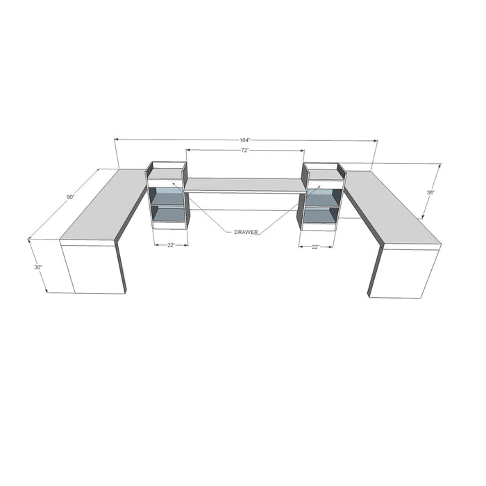 Alpha Deluxe Reception Desk Workstation – Dual‑Station Flat‑Pack with Laminate Surface, Drawers & Cable Grommets