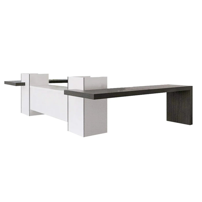 Alpha Deluxe Reception Desk Workstation – Dual‑Station Flat‑Pack with Laminate Surface, Drawers & Cable Grommets