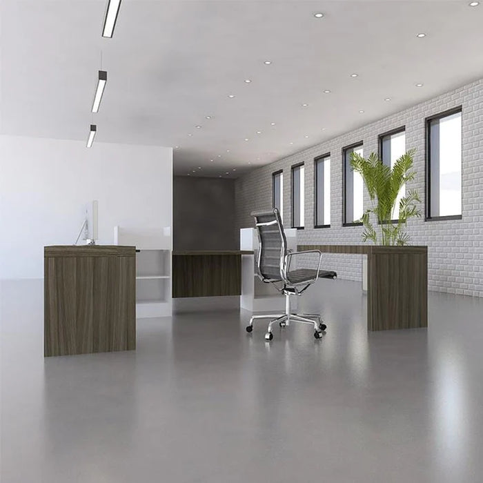 Alpha Reception Desk Workstation – Dual‑Station Flat‑Pack Desk with Laminate Surface, Drawers & Cable Grommets