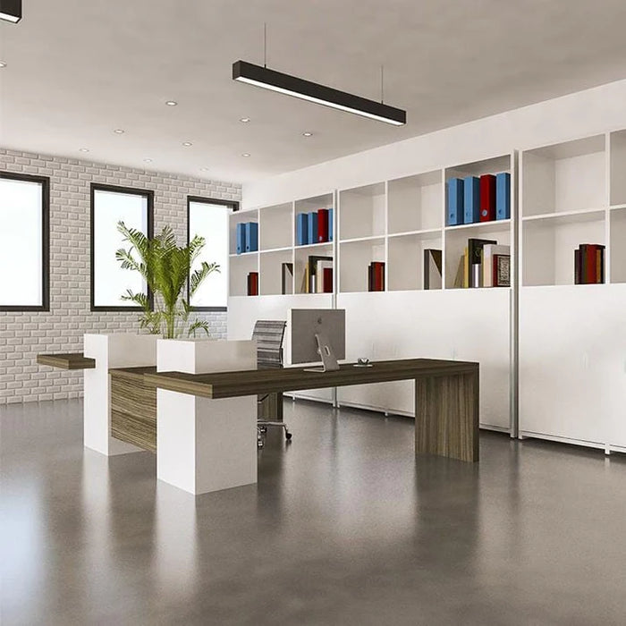 Alpha Reception Desk Workstation – Dual‑Station Flat‑Pack Desk with Laminate Surface, Drawers & Cable Grommets