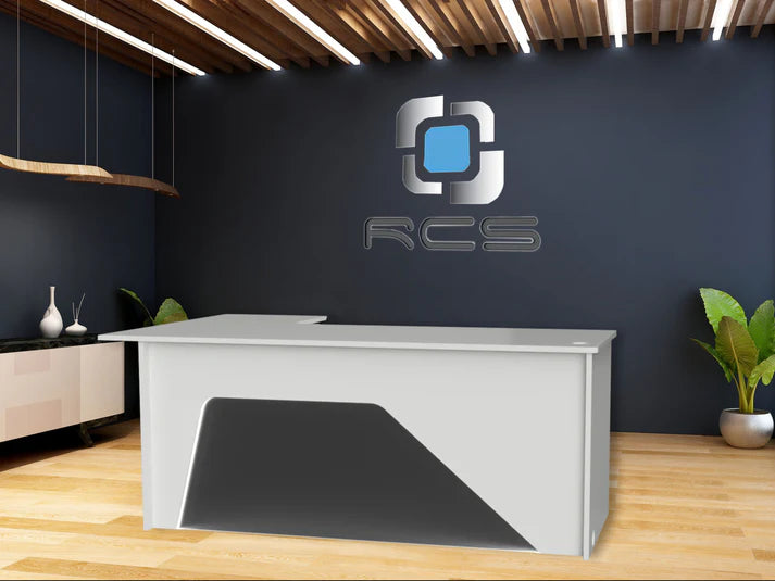 Office Computer Desk | Laminate Counter w/ Color‑Changing LED, Grommets & Floor‑Protecting Sliders