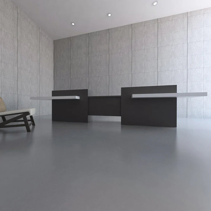 Elite Modern Reception Desk – Easy Assembly 16 ft Laminate Counter with Plastic Floor Glides & Wiring Solutions