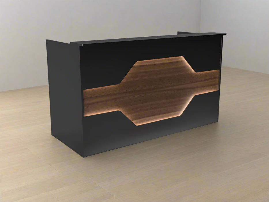 Reception Desk | Laminate Counter w/ LED Accent & Cable Grommets (4–7 ft)