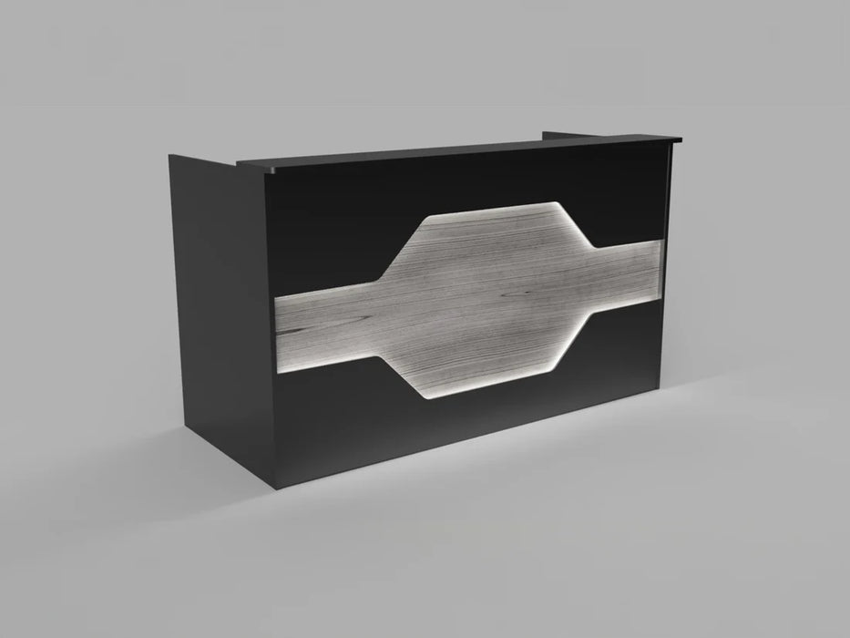 Reception Desk | Laminate Counter w/ LED Accent & Cable Grommets (4–7 ft)