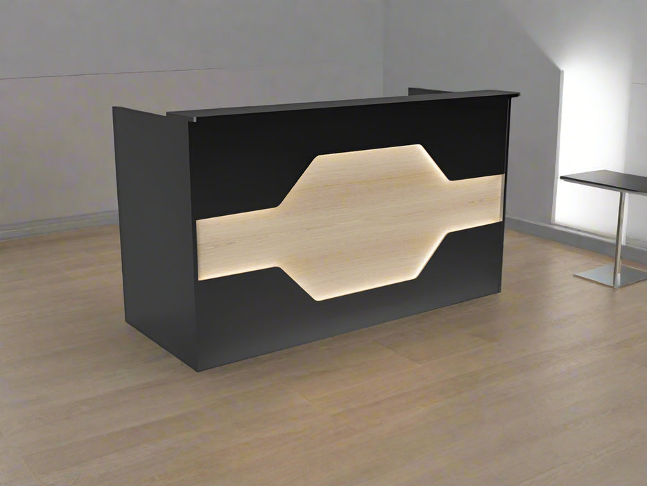 Reception Desk | Laminate Counter w/ LED Accent & Cable Grommets (4–7 ft)