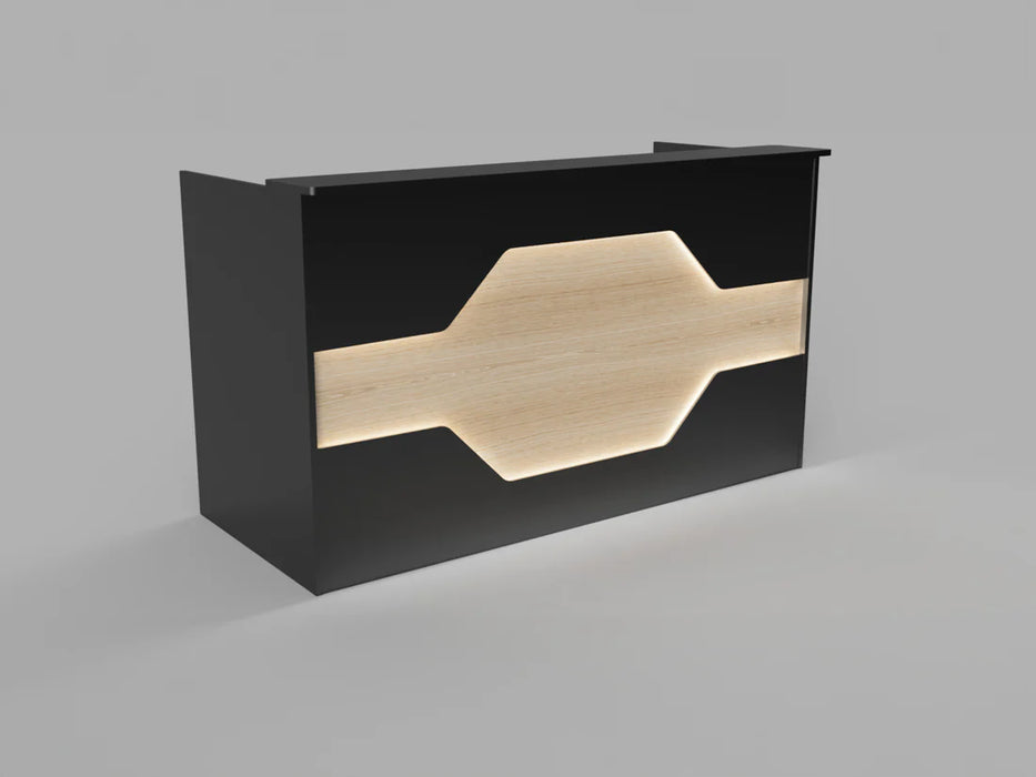 Reception Desk | Laminate Counter w/ LED Accent & Cable Grommets (4–7 ft)
