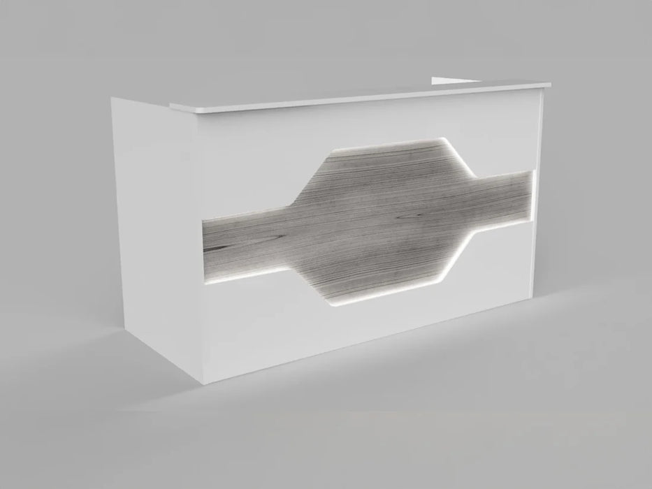 Reception Desk | Laminate Counter w/ LED Accent & Cable Grommets (4–7 ft)