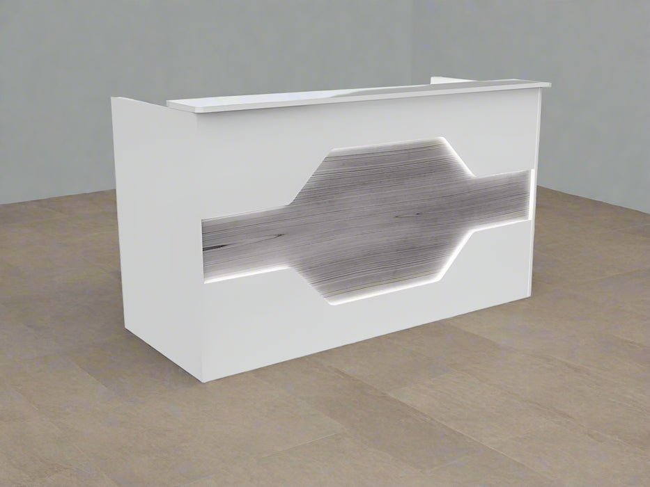 Reception Desk | Laminate Counter w/ LED Accent & Cable Grommets (4–7 ft)