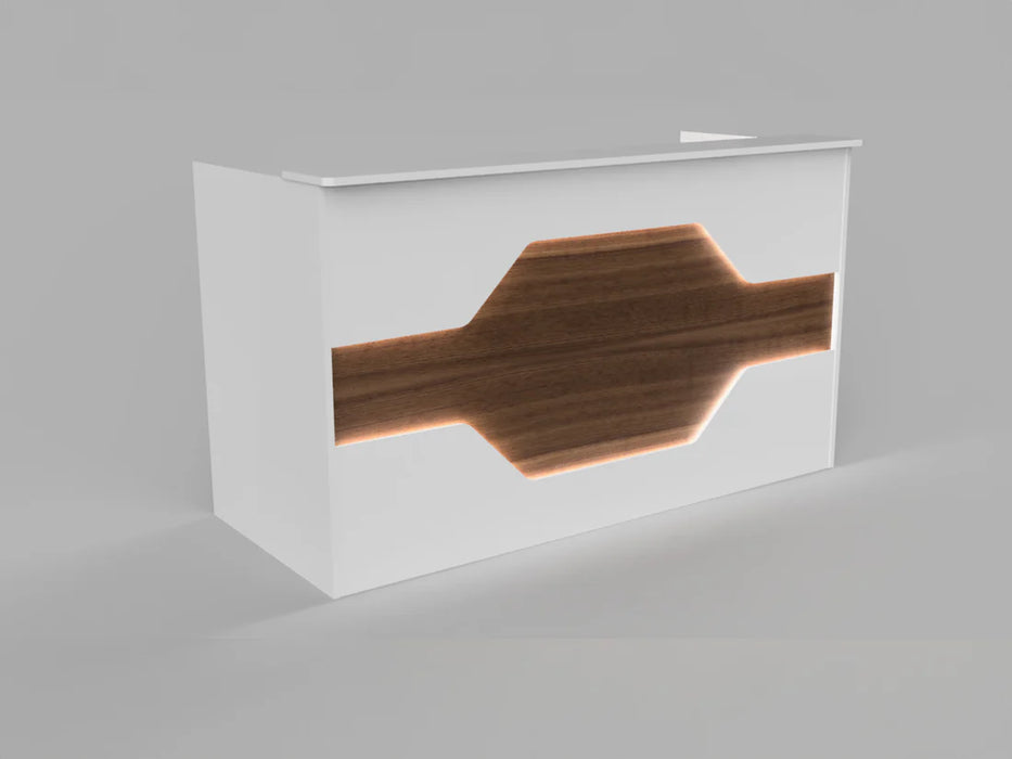 Reception Desk | Laminate Counter w/ LED Accent & Cable Grommets (4–7 ft)