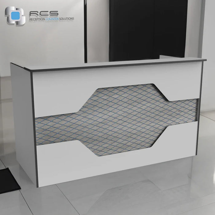 Modern Reception Desk | Laminate Counter w/ LED Accent & Cable Grommets (4–7 ft)