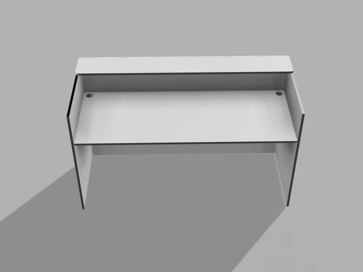Modern Reception Desk | Laminate Counter w/ LED Accent & Cable Grommets (4–7 ft)