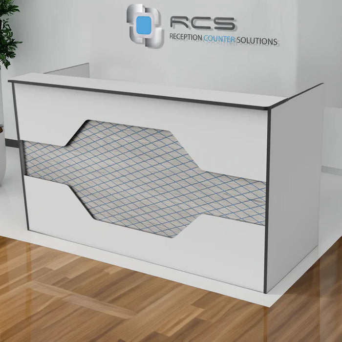 Modern Reception Desk | Laminate Counter w/ LED Accent & Cable Grommets (4–7 ft)