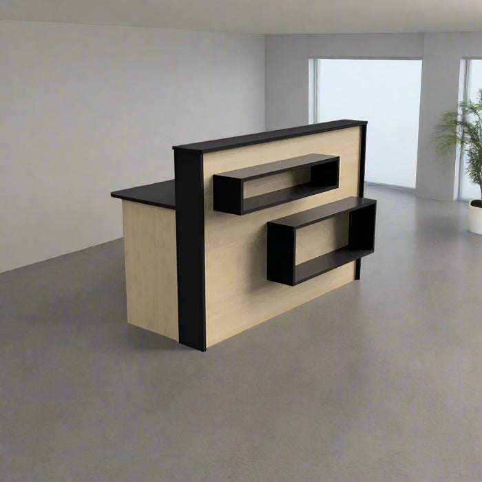 Modern Reception Desk | Laminate Counter w/ LED Lighting, Cable Grommets & Floor Sliders (4–7 ft)