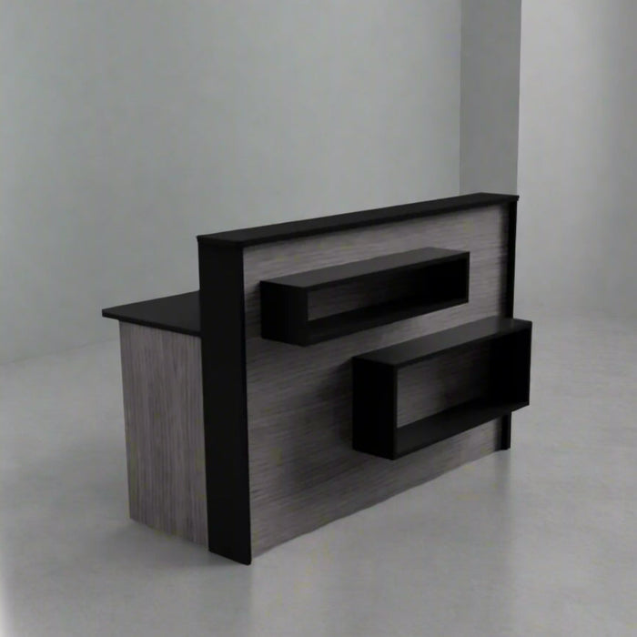 Modern Reception Desk | Laminate Counter w/ LED Lighting, Cable Grommets & Floor Sliders (4–7 ft)