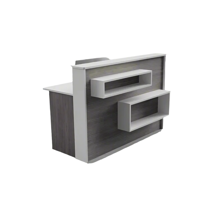 Modern Reception Desk | Laminate Counter w/ LED Lighting, Cable Grommets & Floor Sliders (4–7 ft)