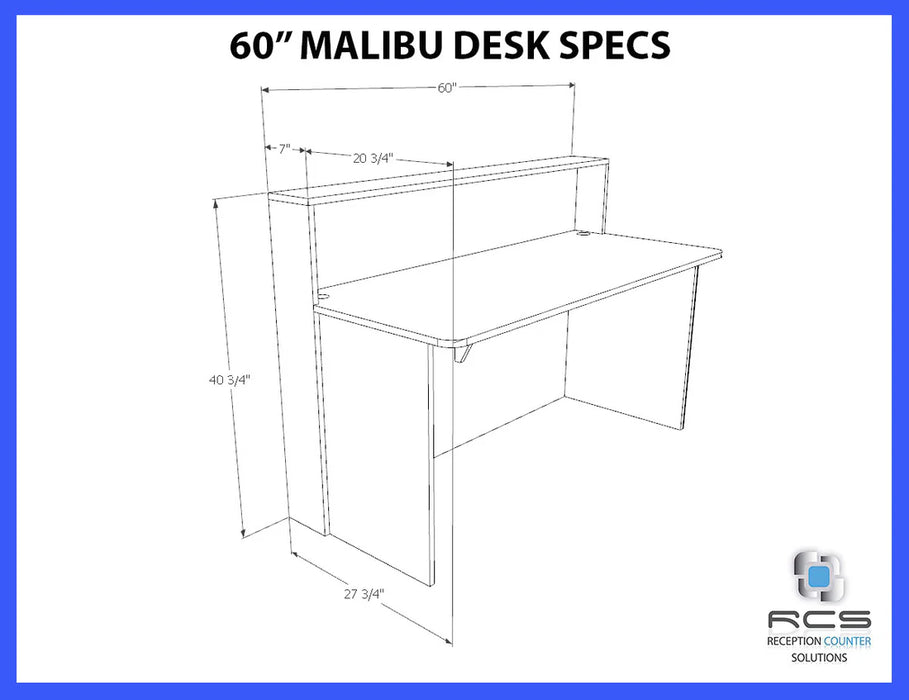 Modern Reception Desk - Flat-Pack Front Desk with Plastic Floor Sliders & Easy Assembly
