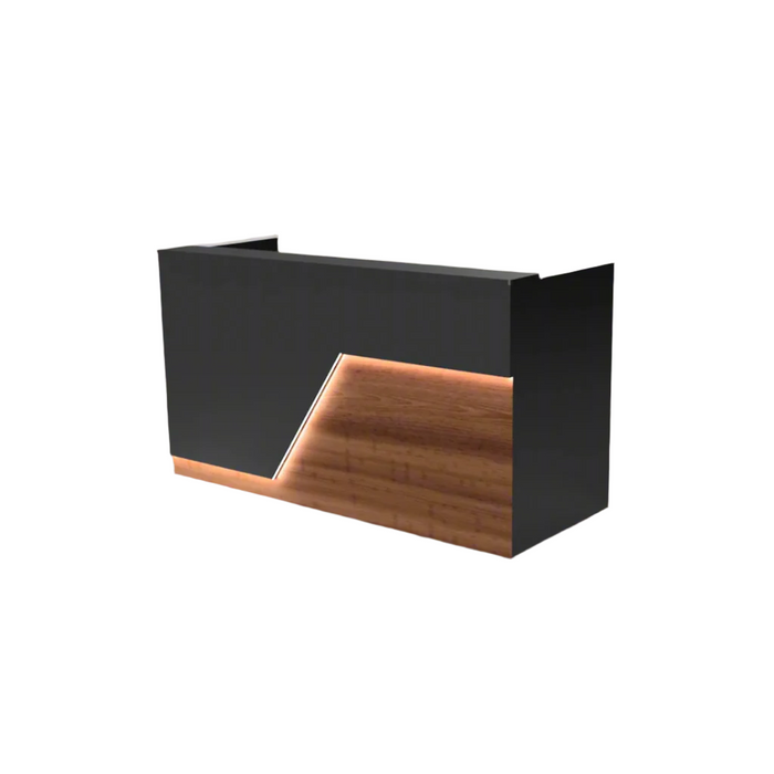 Modern Reception Desk – Flat‑Pack Laminate Counter with LED Lighting & Cable Grommets (4–7 ft)