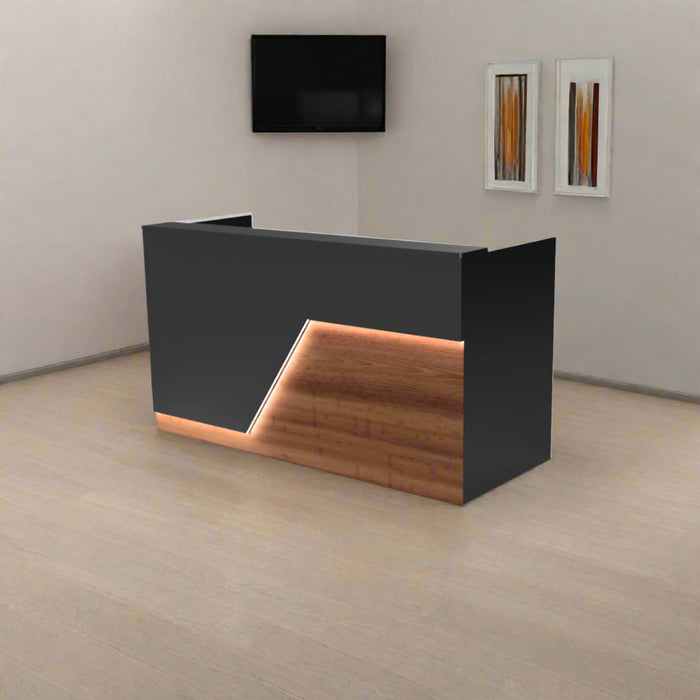 Modern Reception Desk – Flat‑Pack Laminate Counter with LED Lighting & Cable Grommets (4–7 ft)