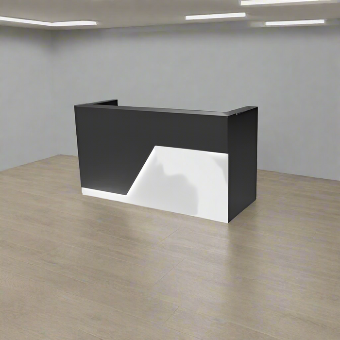 Modern Reception Desk – Flat‑Pack Laminate Counter with LED Lighting & Cable Grommets (4–7 ft)