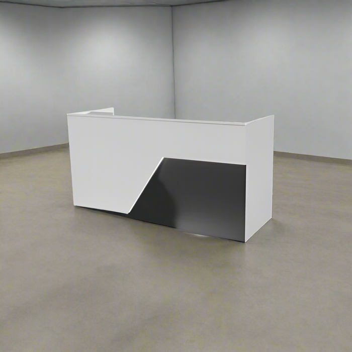 Modern Reception Desk – Flat‑Pack Laminate Counter with LED Lighting & Cable Grommets (4–7 ft)