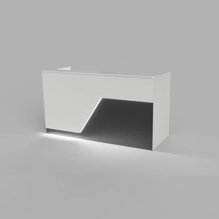 Modern Reception Desk – Flat‑Pack Laminate Counter with LED Lighting & Cable Grommets (4–7 ft)