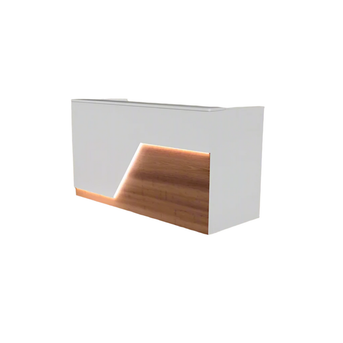 Modern Reception Desk – Flat‑Pack Laminate Counter with LED Lighting & Cable Grommets (4–7 ft)