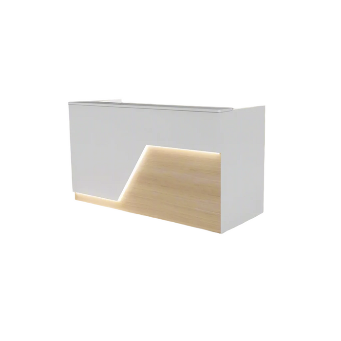 Modern Reception Desk – Flat‑Pack Laminate Counter with LED Lighting & Cable Grommets (4–7 ft)