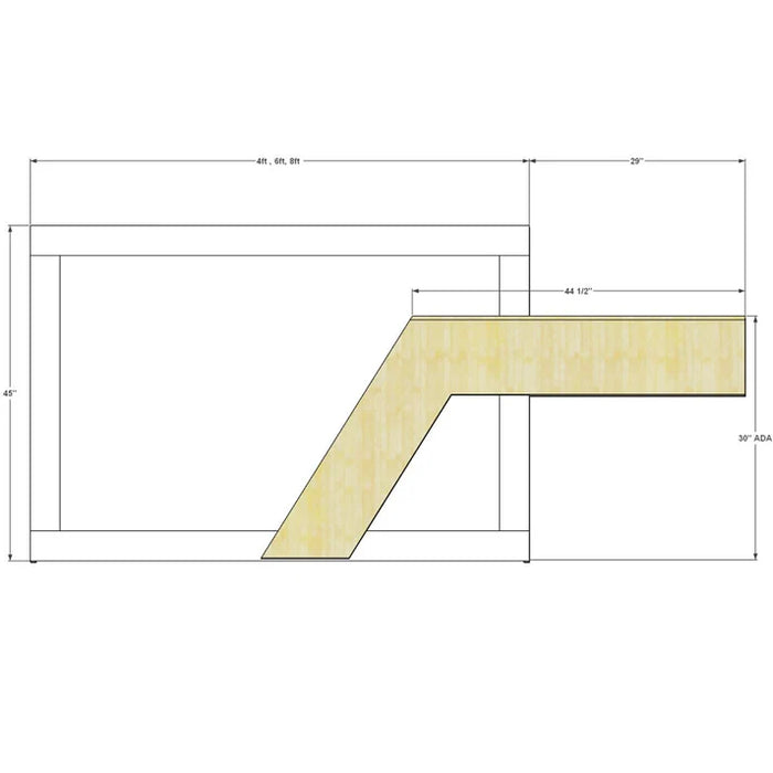 Modern Quad Tech Reception Desk – Easy Assembly Flat‑Pack Desk with Privacy Riser, Grommets & LED Lighting