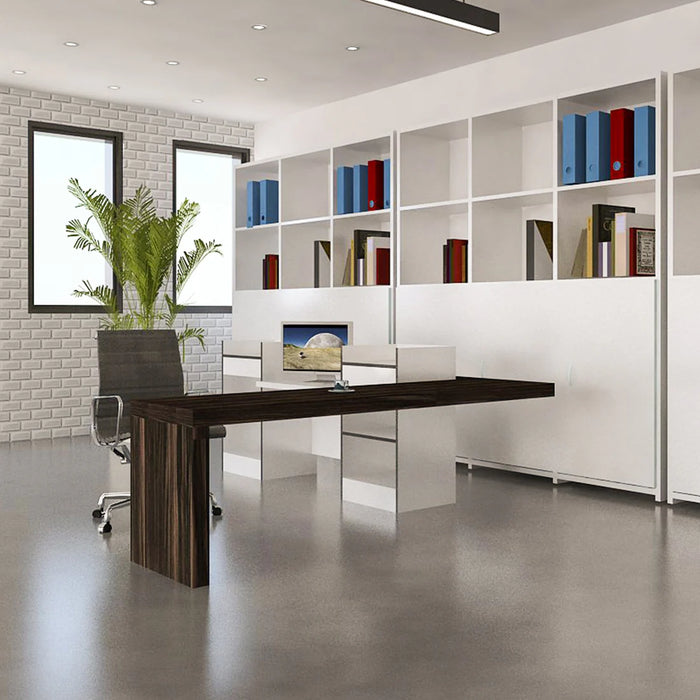 Reinstar Flat-Pack Reception Workstation – 2-Person Desk with Open-Back Storage & Easy Assembly