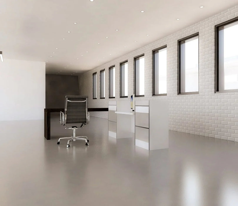 Reinstar Flat-Pack Reception Workstation – 2-Person Desk with Open-Back Storage & Easy Assembly