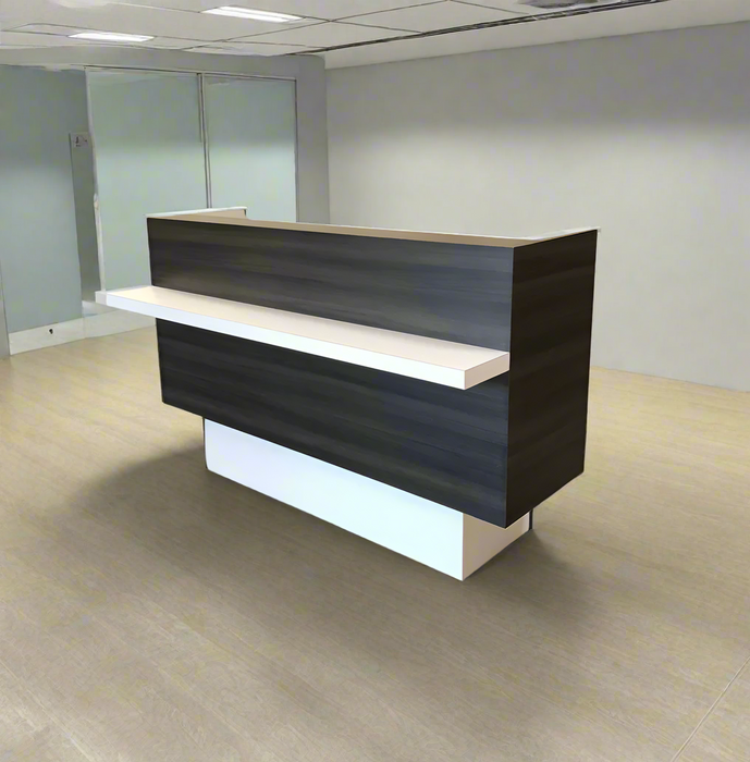 Remedy Reception Desk – Handmade Flat‑Pack Counter with Open-Back Storage & Floor-Safe Sliders