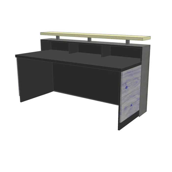 White-Washed Modern Reception Desk – 4–7 ft Reclaimed Wood & Steel Flat-Pack Counter