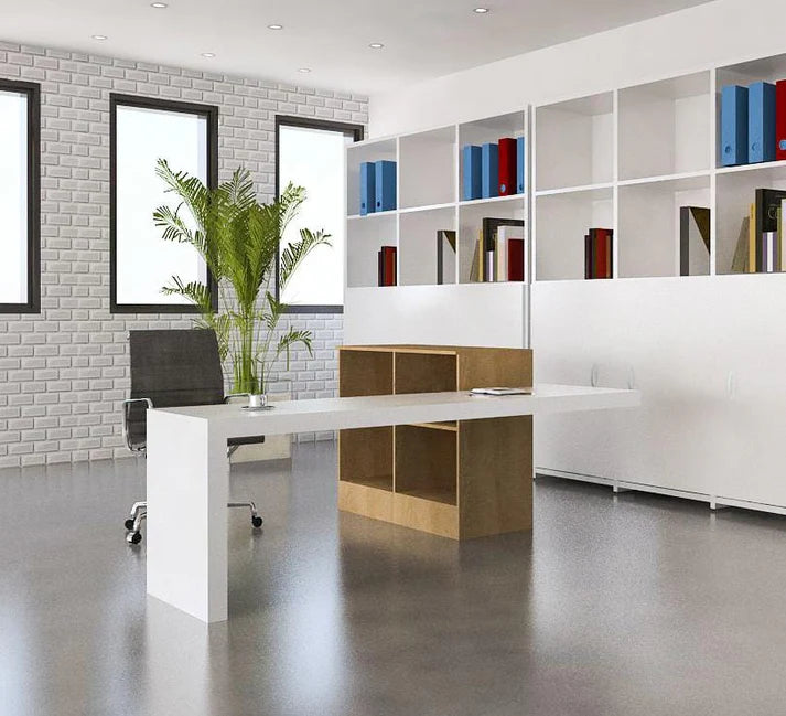 Zepher Reception Desk Workstation – Dual‑Station Flat‑Pack Desk with Laminate Surface, Storage & Cable Grommets