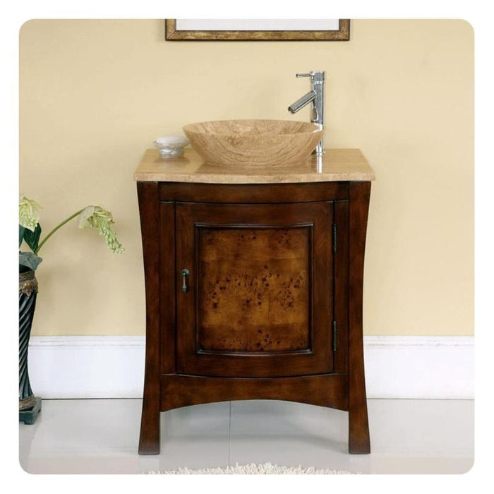 Silkroad Exclusive 26'' Travertine Top Single Sink Bathroom Vanity - HYP-0714-T-TT-26