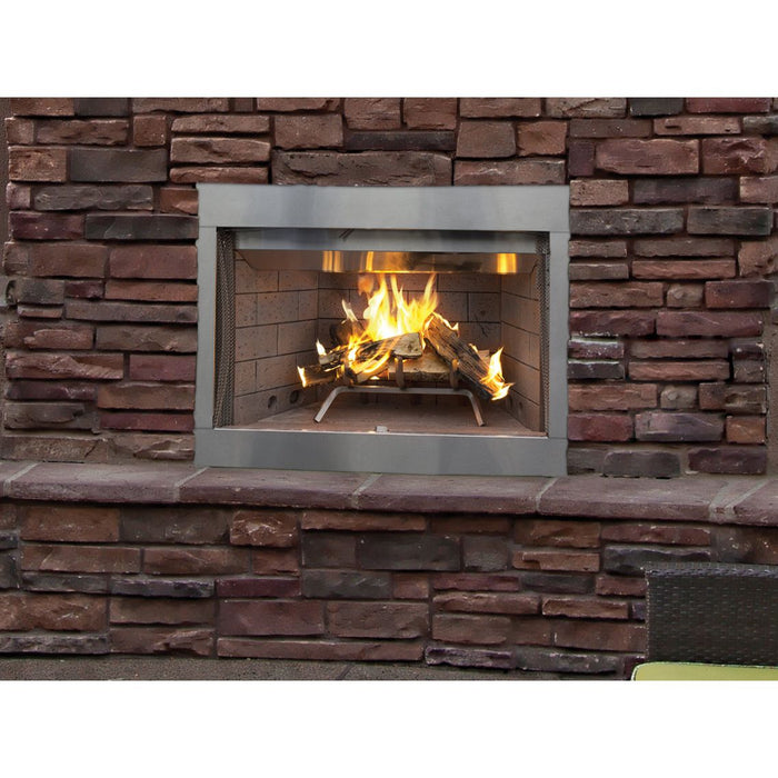 Superior 36" Traditional Outdoor Wood Burning Fireplace With White Stacked Refractory Panels WRE3036WS