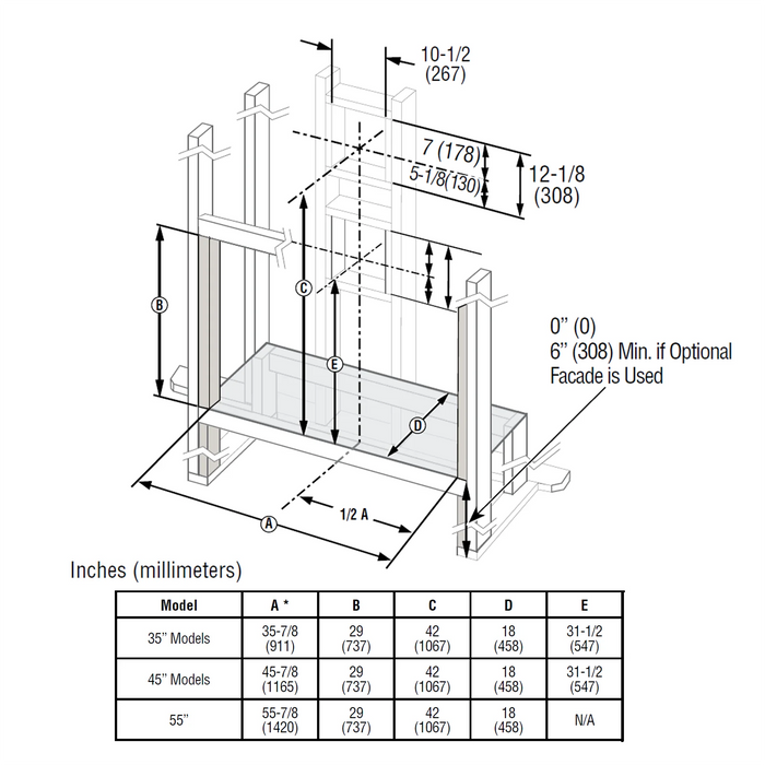 Superior 55'' Contemporary Linear Direct Vent Gas Fireplace - DRL2055TEN