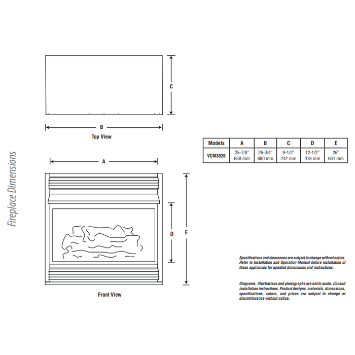 Superior 26'' Vent Free Gas Fireplace With Millivolt Ignition VCM3026ZMN