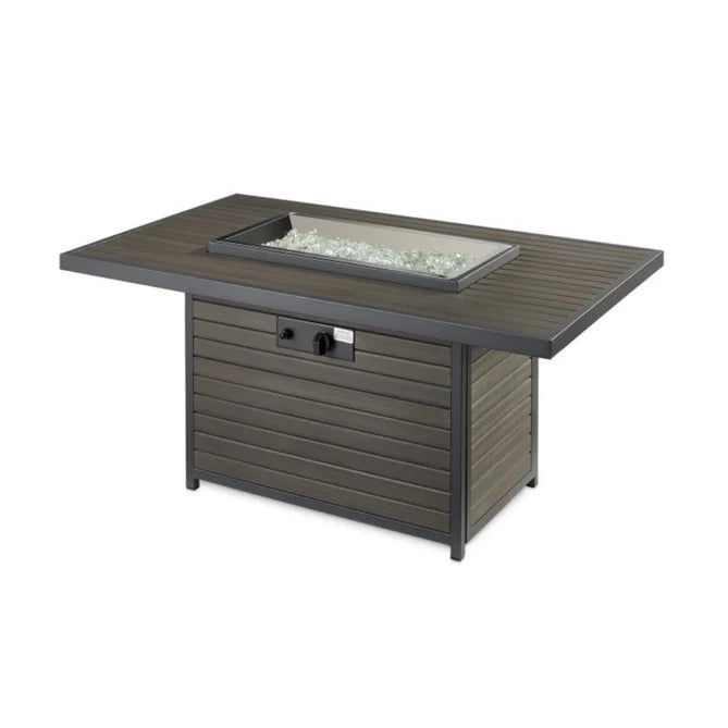 The Outdoor Greatroom Company Brooks Rectangular Taupe Composite Decking Top and base Gas Fire Pit Table BRK-1224-19-K
