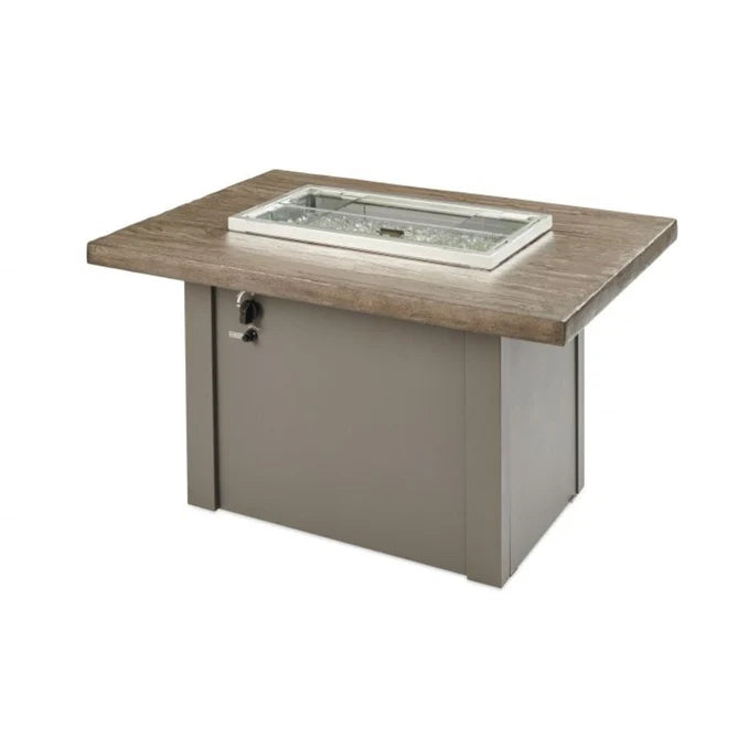 The Outdoor Greatroom Company Driftwood Havenwood Rectangular Gas Fire Pit Table with Grey Base HVDG-1224-K