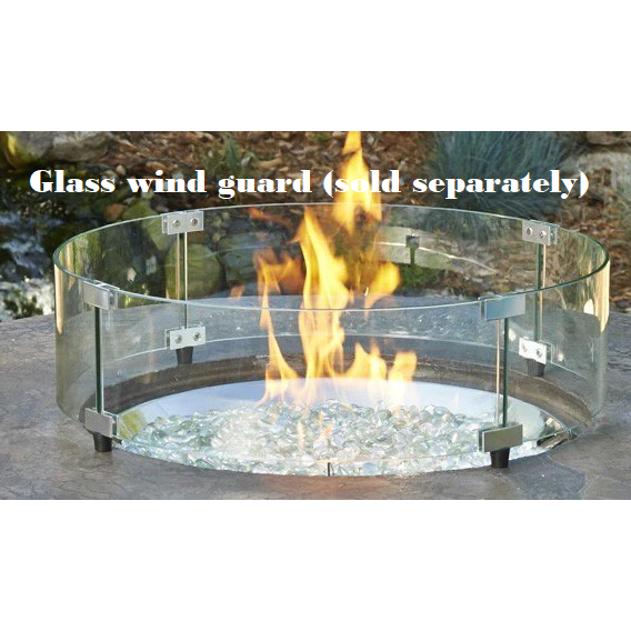 The Outdoor Greatroom Company Edison Weathered Grey Barnwood Supercast™ Concrete top Round Gas Fire Pit Table ED-20