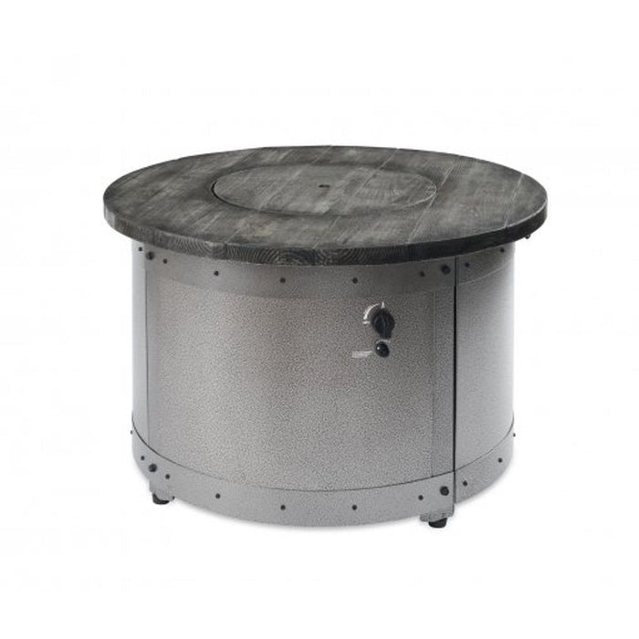 The Outdoor Greatroom Company Edison Weathered Grey Barnwood Supercast™ Concrete top Round Gas Fire Pit Table ED-20